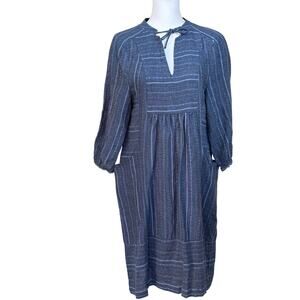 Poetry blue linen/cotton‎ chambray dress, European, minimalism, earthy, coastal
